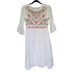 White Cotton Embroidered Maxi Dress